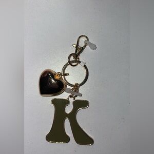 Gold and Black Heart and “K” Keychain Charm